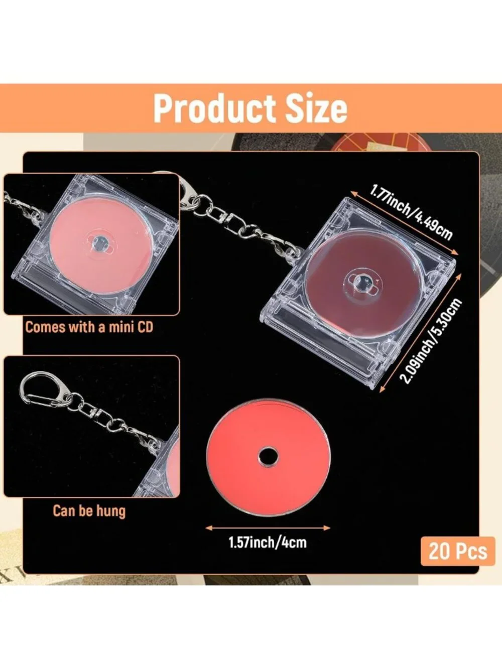 20 Mini CD Keychain Album Cases - Clear Plastic DVD Covers for DIY Decor & Gifts